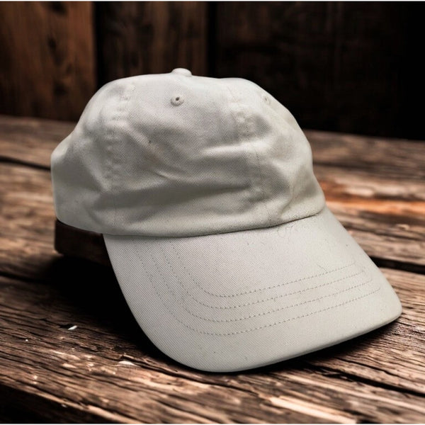 Polo Ralph Lauren White Leather Strap Dad Hat Vintage Blank Cap Rare Preppy