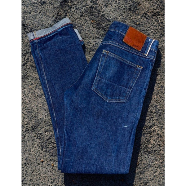 Gustin California Slim Raw Selvedge Denim Jeans Button Fly 32x33 Blue EUC
