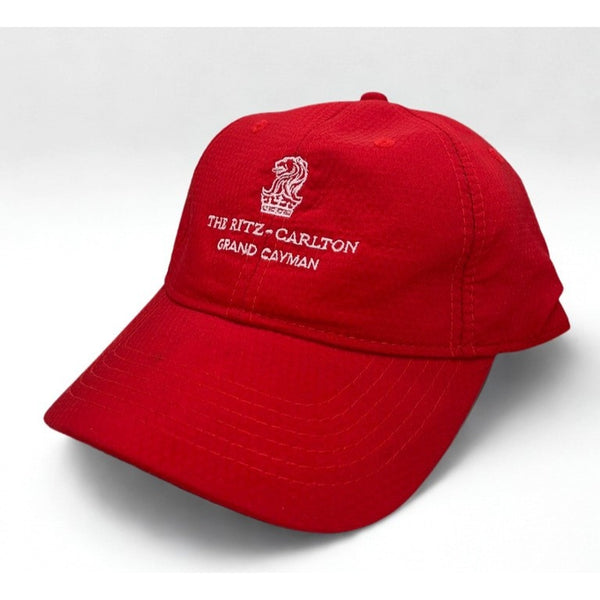 The Ritz-Carlton Grand Cayman Ahead Performance Hat Red Adjustable Golf Cap EUC
