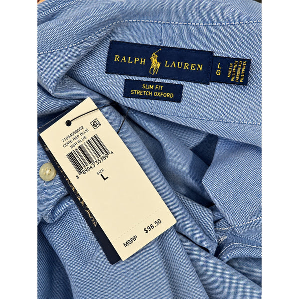 Polo Ralph Lauren Chambray Stretch Oxford Shirt Men's L Slim Fit Blue NWT