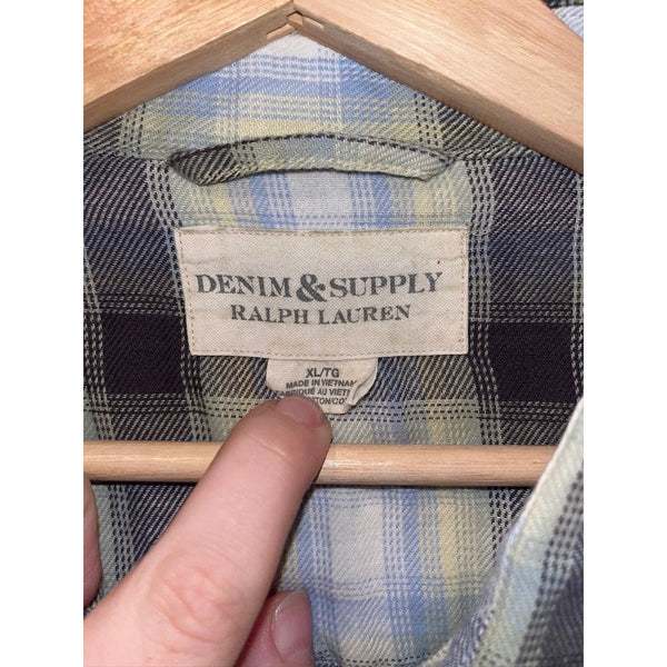 Polo Denim & Supply Ralph Lauren Western Pearl Snap Plaid Shirt Men’s XL EUC