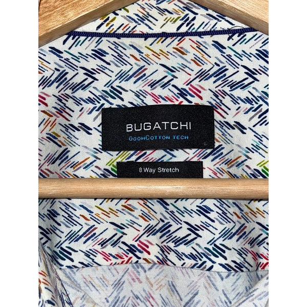 Bugatchi OoohCotton Tech Shirt 2XL 8-Way Stretch Short Sleeve Button Up NWOT