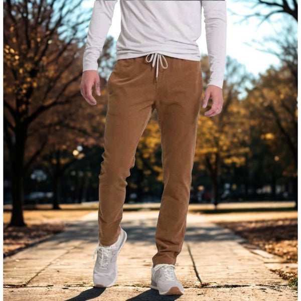 Vuori Optimist Pants Mens Large Camel Corduroy Drawstring Stretch Casual V440 NW