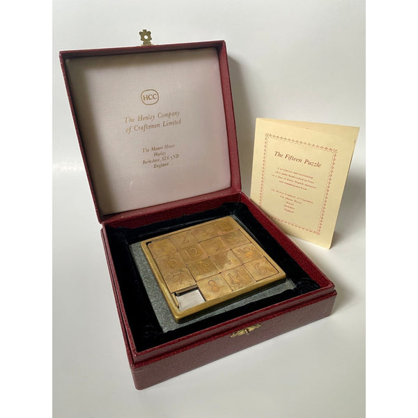 Vintage Solid Brass 15 Number Puzzle Henley Craftsmen England w/ Box c1970