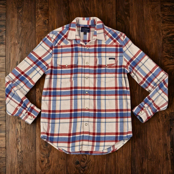Lucky Brand Men's Long Sleeve Western Pearl Snap Plaid Shirt Sz. L Western EUC
