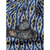 Paolo Gucci Vintage Equestrian Silk Tie Navy Blue Gold Geometric Made in Italy