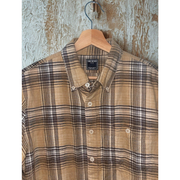 Todd Snyder Plaid Flannel Shirt Mens Medium Brown Button Down Cotton Casual
