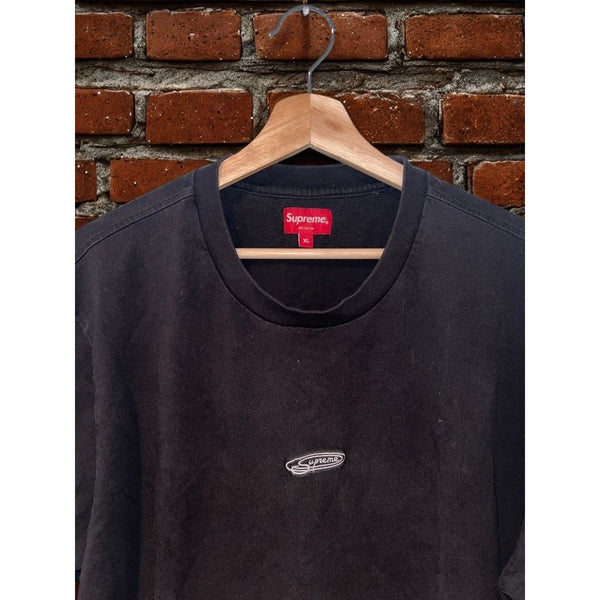 Supreme Oval Top Black T-Shirt Men's XL SS23 Embroidered Logo Made in Portugal
