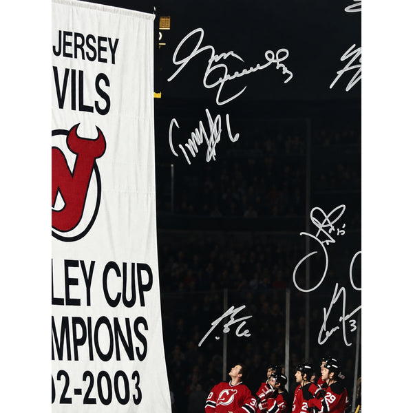 New Jersey Devils 2002-03 Stanley Cup Team Signed Framed Photo Brodeur Stevens