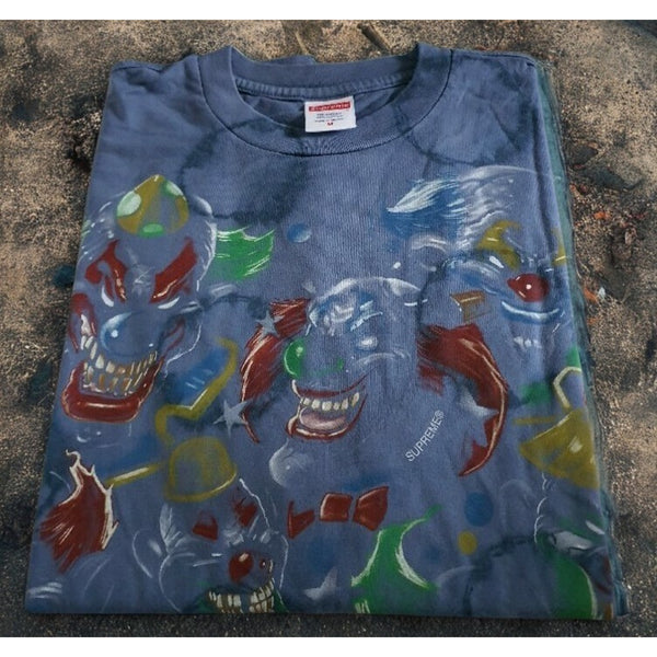 Supreme Clowns Tee Bleached Navy FW19 Week 17 Men’s Medium 100% Cotton