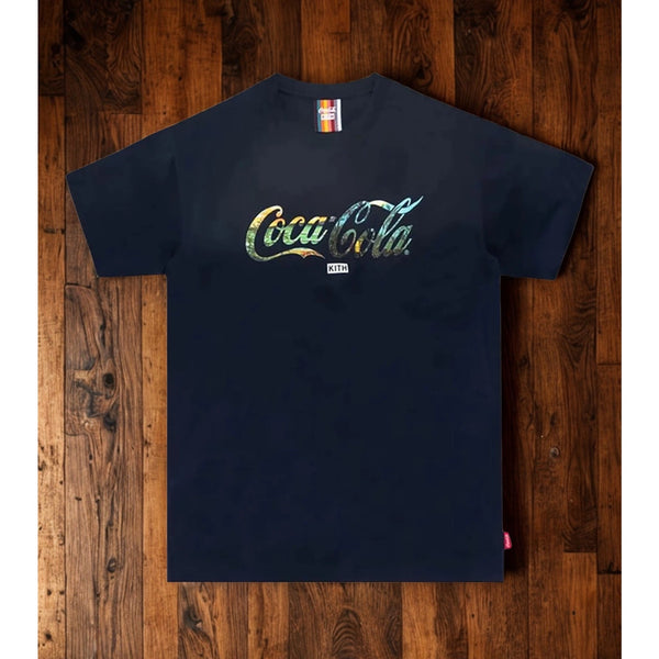 Kith x Coca-Cola Navy Logo T-Shirt Men’s Large L Rare Collab Hole Flaw
