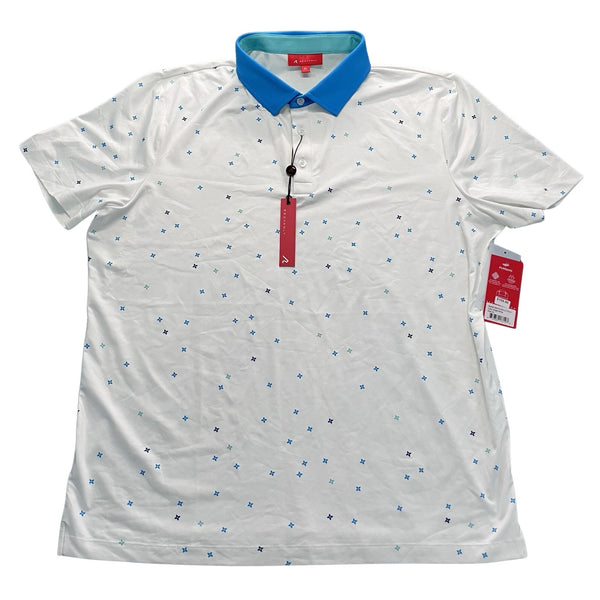 Redvanly Golf Polo Shirt Sz. Medium White Savile Geometric Performance NWT $105