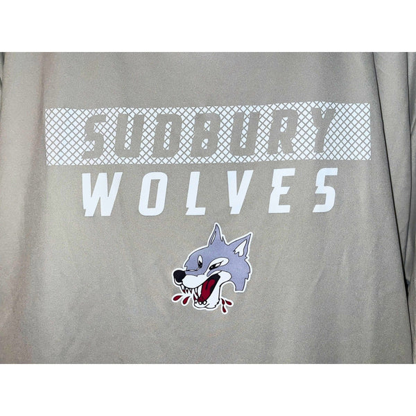 Sudbury Wolves Team Issued Shirt XL #35 OHL Hockey Performance Gray Tee