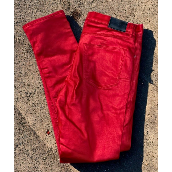 Purple Brand P001 Red Patent Leather Film Jeans Men’s 34x33 Skinny Low Rise