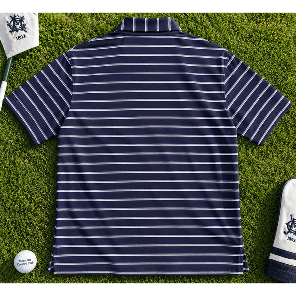 Peter Millar Summer Comfort Montclair Country Club Polo Men's M Navy Stripe NWOT