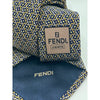 Fendi Cravatte Vintage Silk Tie Navy Gold All Over FF Logo Made in Italy EUC