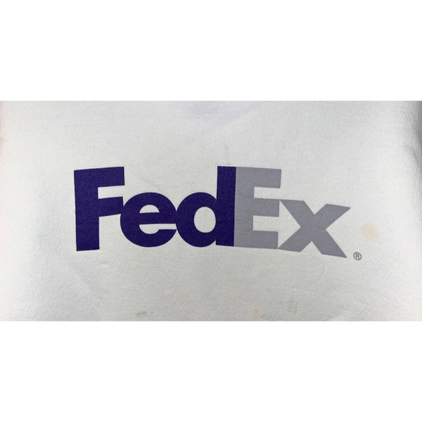 FedEx Lee Ultraweight Sweatshirt Mens Large White Logo Crewneck USA Vintage 90s