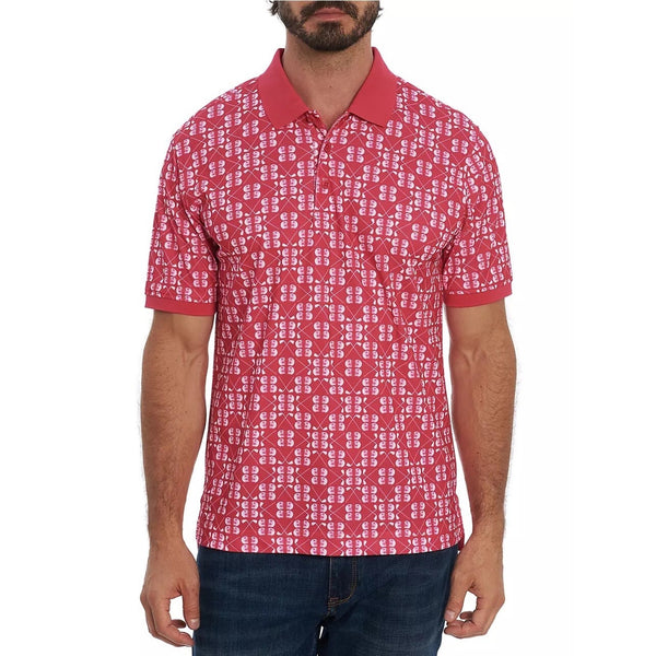 Robert Graham Baritone Clubhouse Golf Polo Shirt Mens M Red Pink Performance NWT