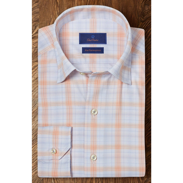 David Donahue Sky Melon Plaid Performance Sport Shirt Men's Medium NWT $165