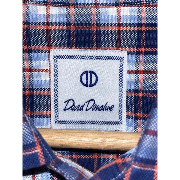 David Donahue Toast Brushed Plaid Shirt Mens M MSRP $165