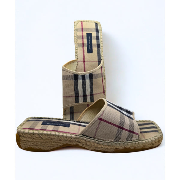 Burberry Nova Check Espadrille Slides Size EUR 40 US 9.5 Authentic