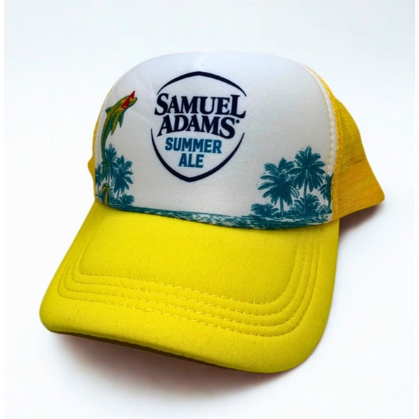 Samuel Adams Summer Ale Foam Trucker Hat Yellow Mesh Snapback Beach Beer Cap