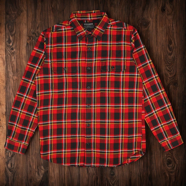 CC Filson Vintage Flannel Work Shirt 11010689 Red Black Gold Plaid Men’s Small