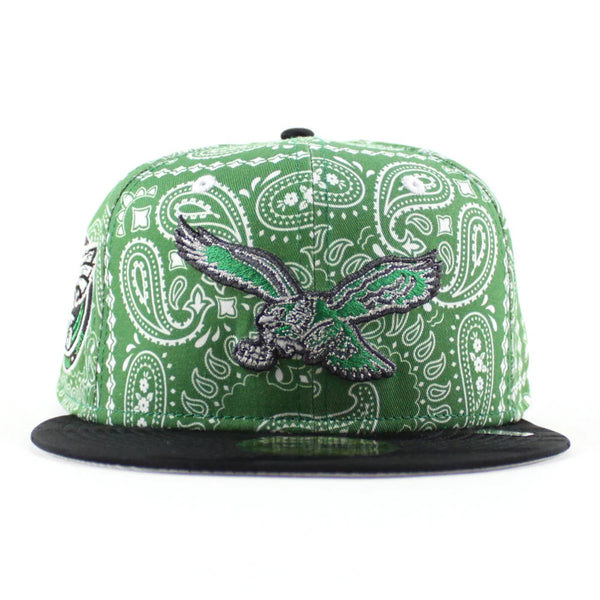 Philadelphia Eagles 75 Years New Era 59FIFTY Paisley Green Fitted Hat Sz 7 1/2