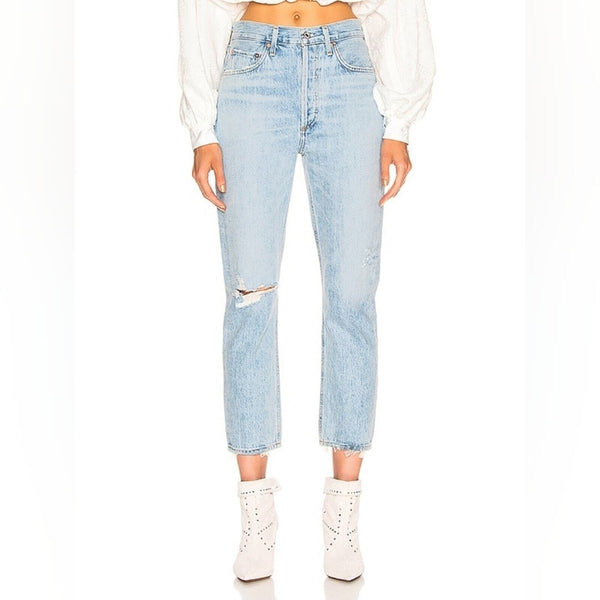 AGOLDE Riley High Rise Straight Crop Jeans Shatter Wash 28x26 NWOT MSRP $188
