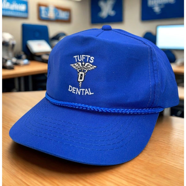 Tufts University Dental Vintage Leather Strapback Hat Cap Made In Korea Rare