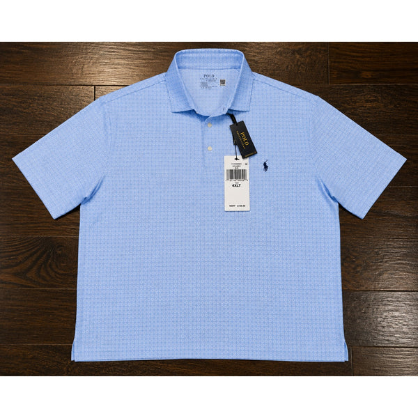 Polo Ralph Lauren Performance Polo Shirt 4XLT Big Tall Blue Print NWT Stretch