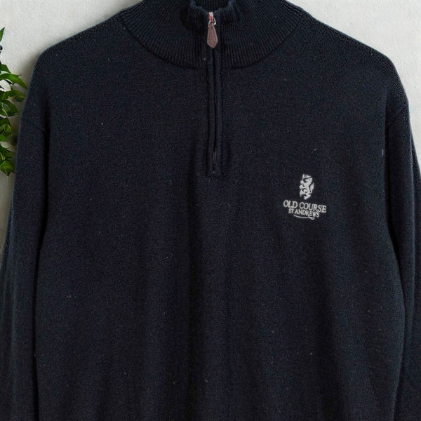 Old Course St. Andrews 1/4 Zip Wool Sweater Small Golf Pullover EUC Rare Vintage
