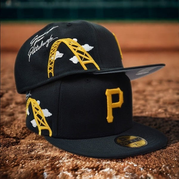 Pittsburgh Pirates New Era Cloud Icon 59FIFTY Hat Black 7 3/8 NWT Rare