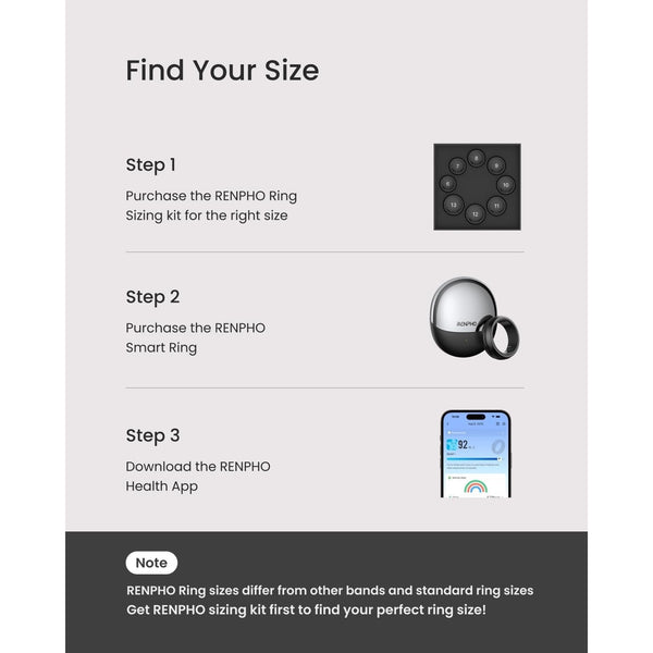 Renpho Lynx Smart Ring Size 8 Black Health Fitness Tracker w/ Charging Case NIB