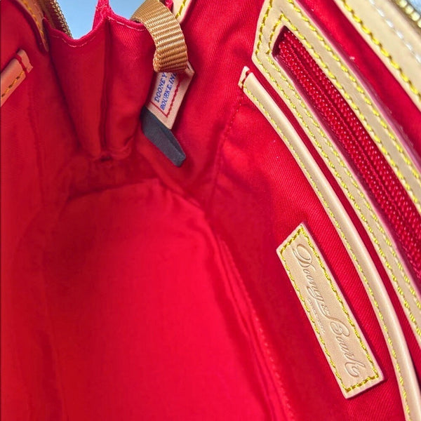 Dooney & Bourke Bitsy Bag Chevron Fuchsia Pink Canvas Leather Satchel NWT