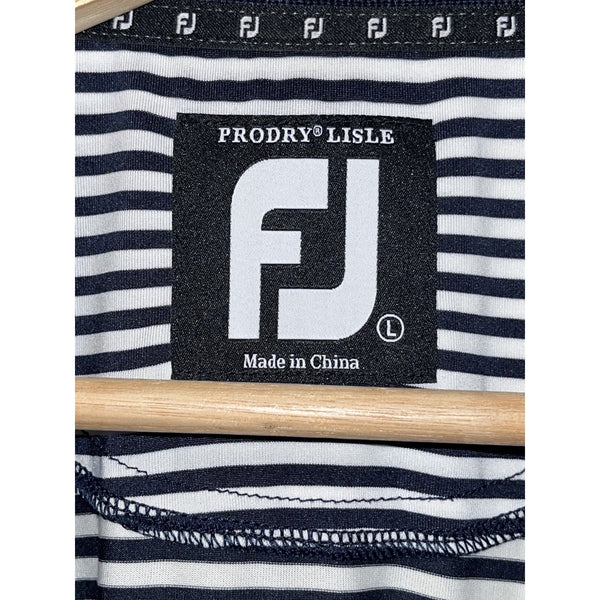 FootJoy Polo Shirt Mens L Bald Head Island Club Striped Golf ProDry Lisle EUC
