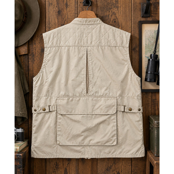 J Peterman Safari Photography Utility Vest XL Cotton Fishing Hunting Travel 5841