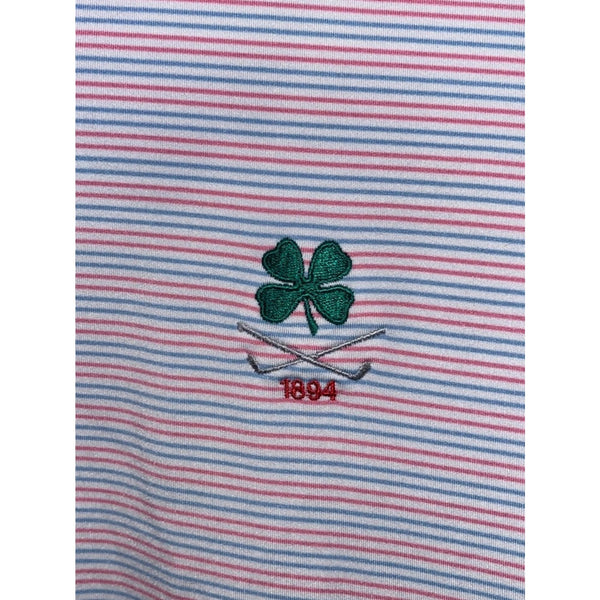Peter Millar Summer Comfort Morris County Golf Club Polo Shirt 2XL Stripe Pink
