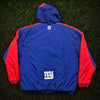 New York Giants Nike Team Vintage Hooded Puffer Jacket Blue Sz L NFL Made Korea