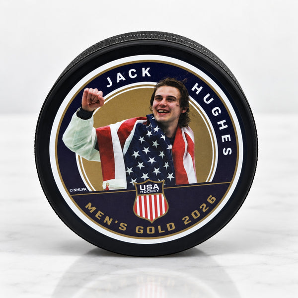 USA Hockey Jack Hughes #86 2026 Olympic Gold Medal Mustang Puck New