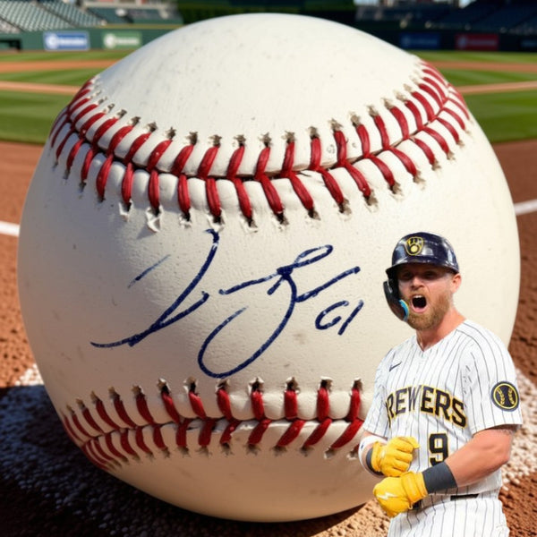 Milwaukee Brewers Jake Bauers Signed Rawlings OML Baseball Hand Autographed MLB