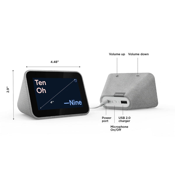 Lenovo Smart Clock CD-24501F Hemp Grey Google Assistant WiFi Sealed New