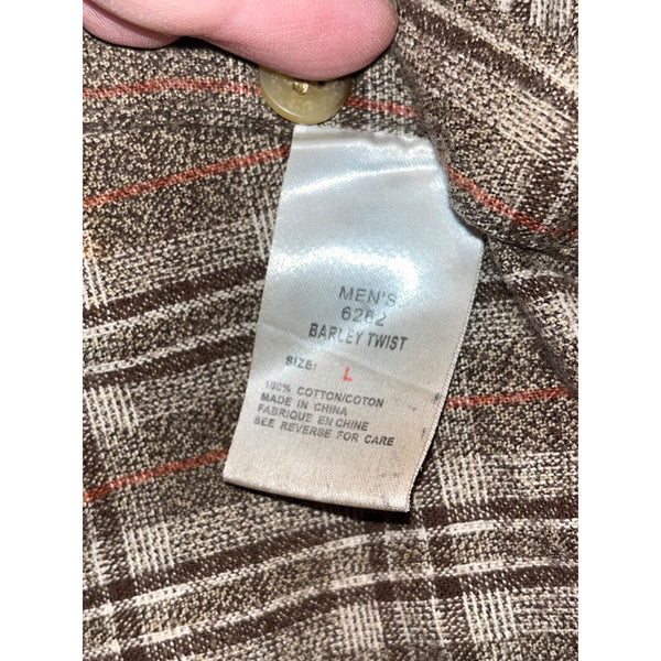 Woolrich Flannel Mens Sz L Shirt Long Sleeve Button Up Plaid Cotton Barley Twist