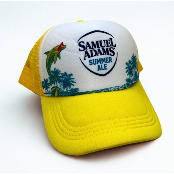 Samuel Adams Summer Ale Foam Trucker Hat Yellow Mesh Snapback Beach Beer Cap