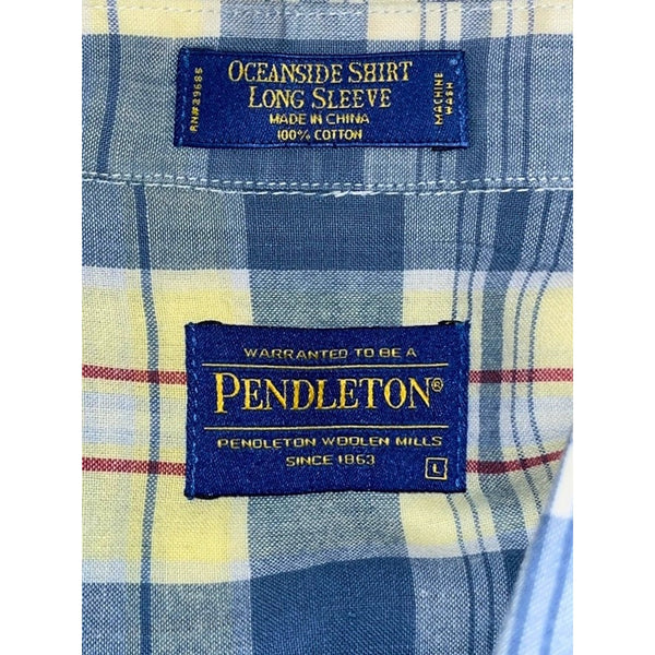 Pendleton Oceanside Shirt Mens Large Authentic Indian Madras Plaid Button Up L/S