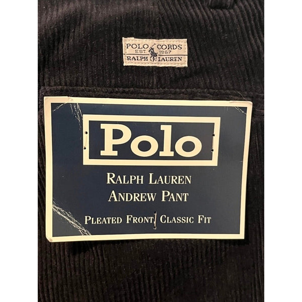 Polo Ralph Lauren Andrew Pant Navy Corduroy Pleated Classic Fit 32x34 NWT 1990’s