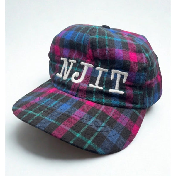 NJIT New Jersey Institute of Technology Plaid Flannel Hat Strapback Vintage Cap