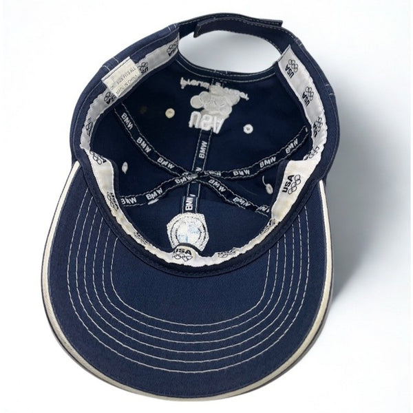 BMW Team USA Olympics Hat Cap Blue Sun Faded Strapback Vintage Y2K Promo Rare