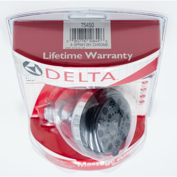Delta 75450 Massage Action Shower Head 4 Spray Chrome 2.5 GPM NOS Vintage