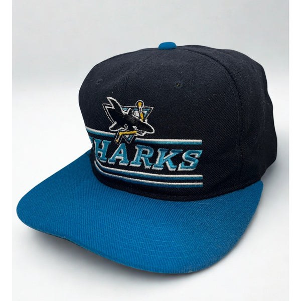 San Jose Sharks Starter Split Bar Snapback Hat Cap Vintage 90s NHL Rare Wool